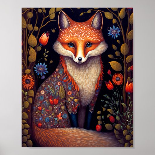 Whimsical Fox Woodland Fantasy Art Poster (Vorne)