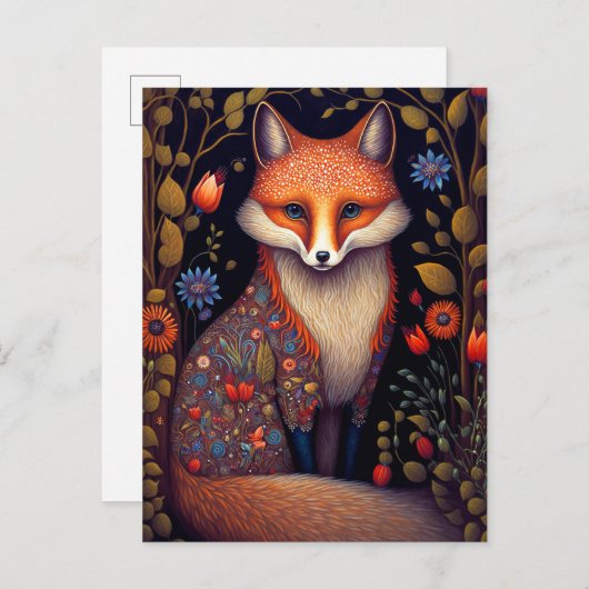Whimsical Fox Woodland Fantasy Art Postkarte (Vorne/Hinten)