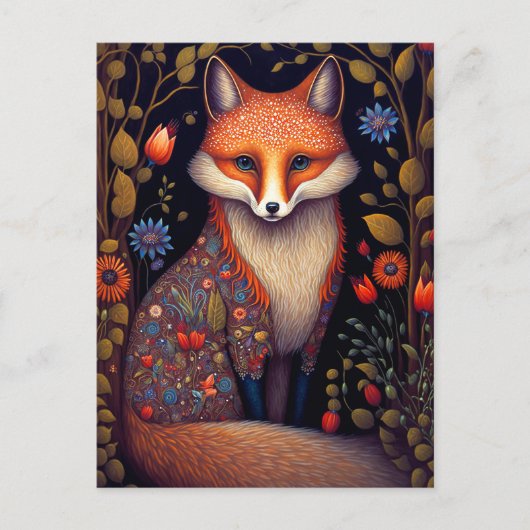 Whimsical Fox Woodland Fantasy Art Postkarte (Vorderseite)