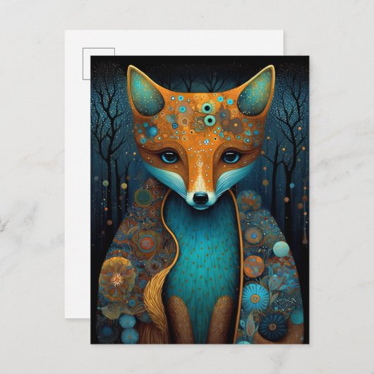 Whimsical Fox Woodland Fantasy Art Postkarte (Vorne/Hinten)