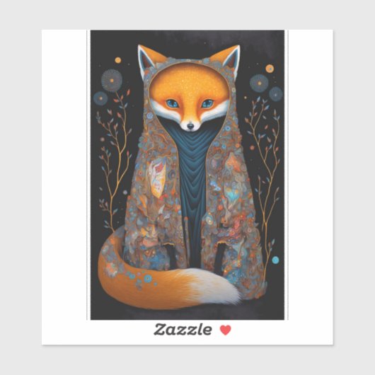 Whimsical Fox Woodland Fantasy Art Sticker (Blatt)