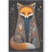 Whimsical Fox Woodland Fantasy Art Sticker (Vorderseite)