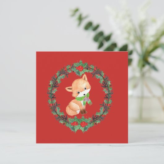 Whimsical Fox Wreath Personalisiert (Stehend Vorderseite)