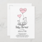 Whimsical Foxes and Balloons Boy Baby Dusche Einladungspostkarte (Vorne/Hinten)