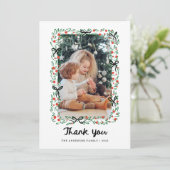 Whimsical Frame and Bow | Photo Christmas Dankeskarte (Stehend Vorderseite)