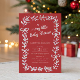 Whimsical frame and bows Merry little baby shower Einladung