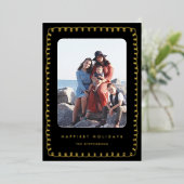 Whimsical Frame Happiest Holidays Folien Feiertagskarte (Stehend vorne)