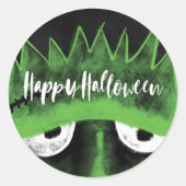 Whimsical Frankenstein Monster Happy Halloween Runder Aufkleber (Vorderseite)