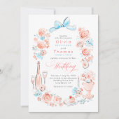 Whimsical Französische Florale Handgezeichnete Hoc Einladung (Vorderseite)