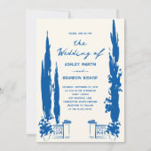 Whimsical French Blue Garden Pastoral Wedding  Einladung (Vorderseite)