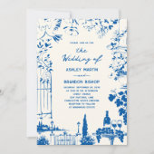 Whimsical French Blue Garden Pastoral Wedding  Einladung (Vorderseite)