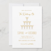 Whimsical French Bow Champagne Tower Wedding Einladung (Vorderseite)