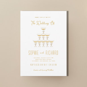 Whimsical French Bow Champagne Tower Wedding Einladung