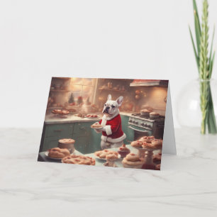 Whimsical French Bulldog im Santa-Anzug beim Backe Karte