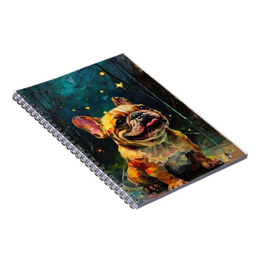 Whimsical French Bulldog Puppy guckt die Sterne Notizblock (Rechte Seite)