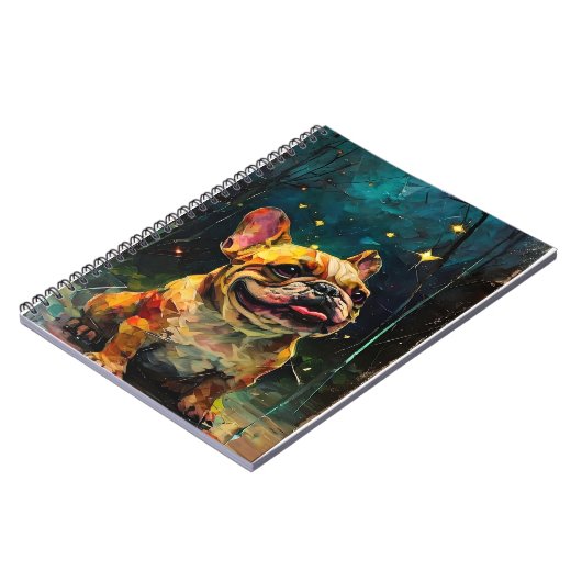 Whimsical French Bulldog Puppy guckt die Sterne Notizblock (Linke Seite)