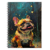 Whimsical French Bulldog Puppy guckt die Sterne Notizblock (Vorderseite)