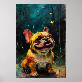 Whimsical French Bulldog Puppy guckt die Sterne Poster