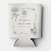 Whimsical French Fun Hand Drawing Gastgeschenk Hoc Dosenkühler (Vorderseite)