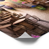 Whimsical French Street Cafe Poster, Aquarellfarbe Poster (Ecke)