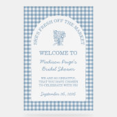 Whimsical Fresh off Market Blue Brautparty Acrylschild (Vorderseite)