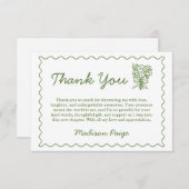 Whimsical Fresh off Market Green Brautparty Dankeskarte (Vorne/Hinten)