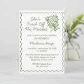 Whimsical Fresh off Market Green Brautparty Einladung (Stehend Vorderseite)