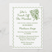 Whimsical Fresh off Market Green Brautparty Einladung (Vorne/Hinten)