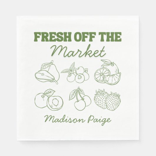 Whimsical Fresh off Market Green Brautparty Serviette (Vorderseite)