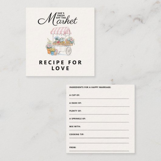 Whimsical Fresh-Off-The-Market-Brautabschiedsparty Begleitkarte (Vorne/Hinten)