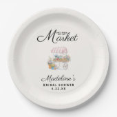 Whimsical Fresh-Off-The-Market-Brautabschiedsparty Pappteller (Vorderseite)