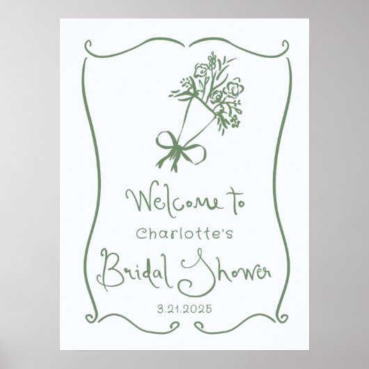 Whimsical Fresh Off The Market Sage green Bridal Poster (Vorne)