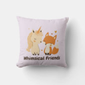 Whimsical Friends Unicorn & Fox | Magisches Tier Kissen (Vorderseite)
