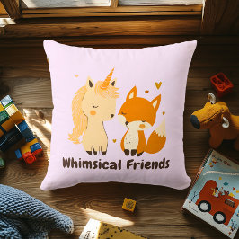 Whimsical Friends Unicorn & Fox | Magisches Tier Kissen