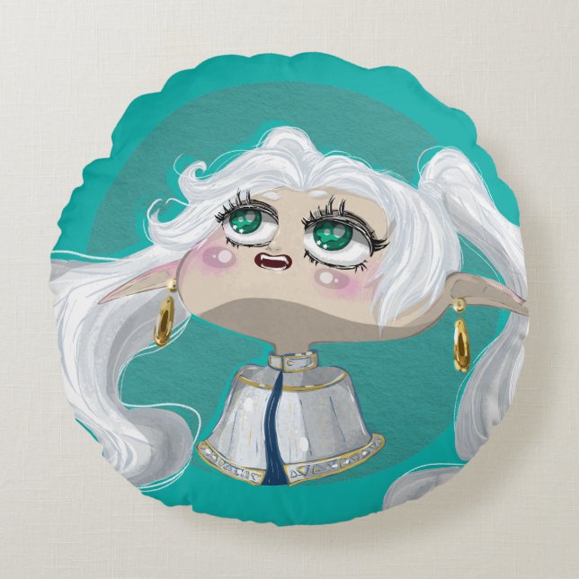 Whimsical Frieren Rundes Kissen (Vorderseite)