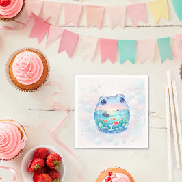 Whimsical Frog Adventure Birthday Paper Plate Serviette