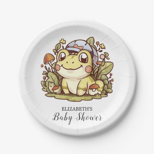 Whimsical Frog Baby Dusche Pappteller (Vorderseite)