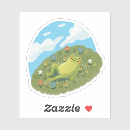 Whimsical Frog Chilling On The Hill Illustration Aufkleber (Blatt)