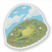 Whimsical Frog Chilling On The Hill Illustration Aufkleber (Vorderseite)