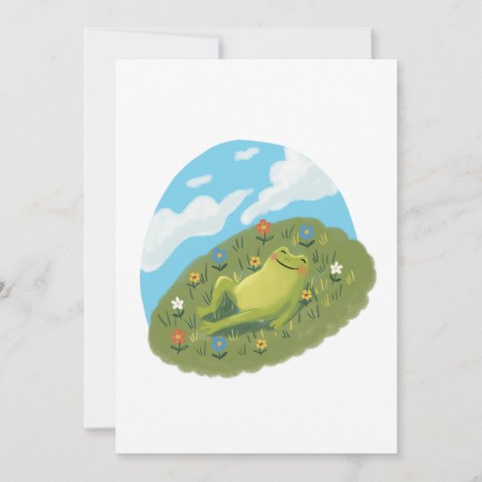 Whimsical Frog Chilling On The Hill Illustration Einladung (Vorderseite)