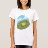 Whimsical Frog Chilling On The Hill Illustration T-Shirt (Vorderseite)