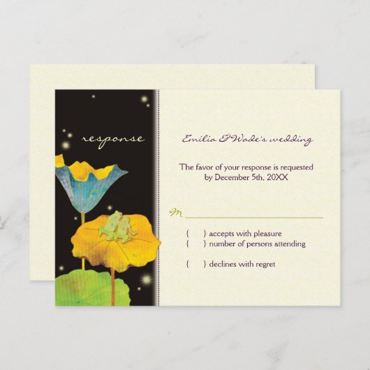 Whimsical Frog Couple Wedding RSVP Einladungspostkarte (Vorne/Hinten)