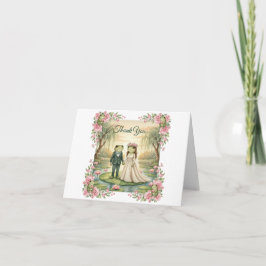 Whimsical Frog Couple Wedding Thank You Card Dankeskarte