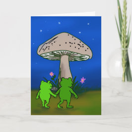 Whimsical Frog Cute Woodland Art Friendship Card Dankeskarte