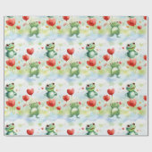 Whimsical Frog Herzblasen Geschenkpapier (Flach)