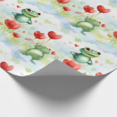Whimsical Frog Herzblasen Geschenkpapier (Ecke)