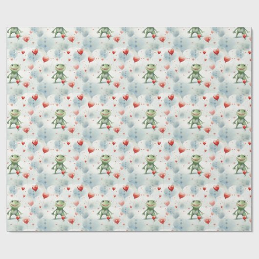Whimsical Frog Herzblasen Geschenkpapier (Flach)