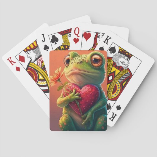 Whimsical Frog Holding Heart Spielkarten (Rückseite)