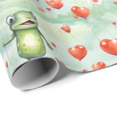 Whimsical Frog Menge Herzblasen Geschenkpapier (Rolleneckpunkt)