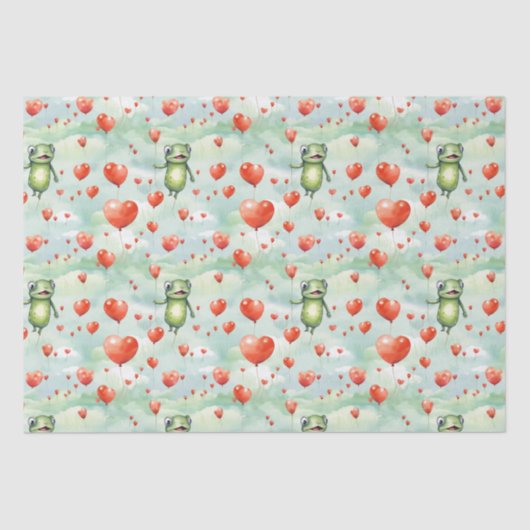 Whimsical Frog Menge Herzblasen Seidenpapier (Vorderseite)